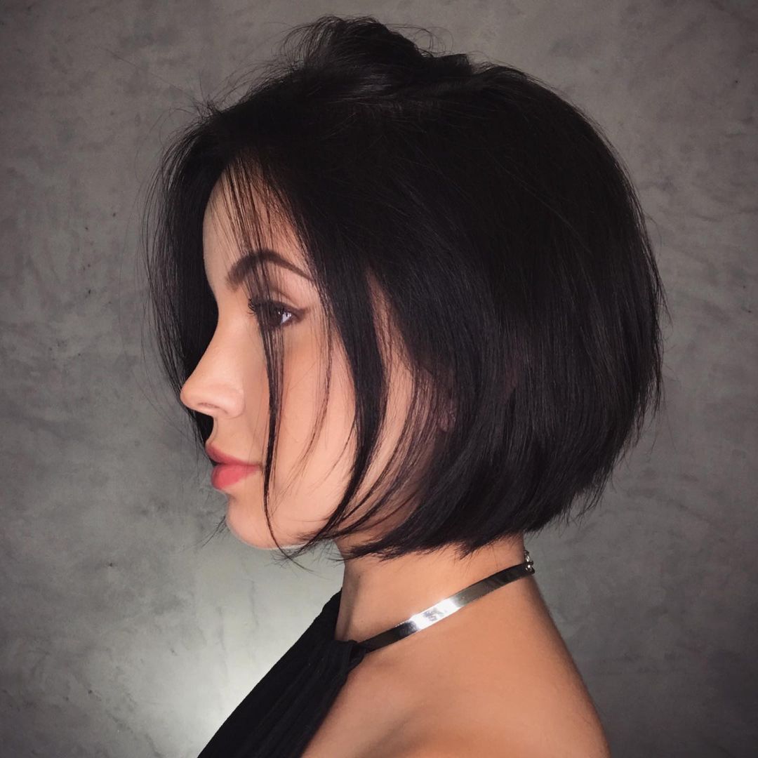 Chin-Length Wispy Black Bob