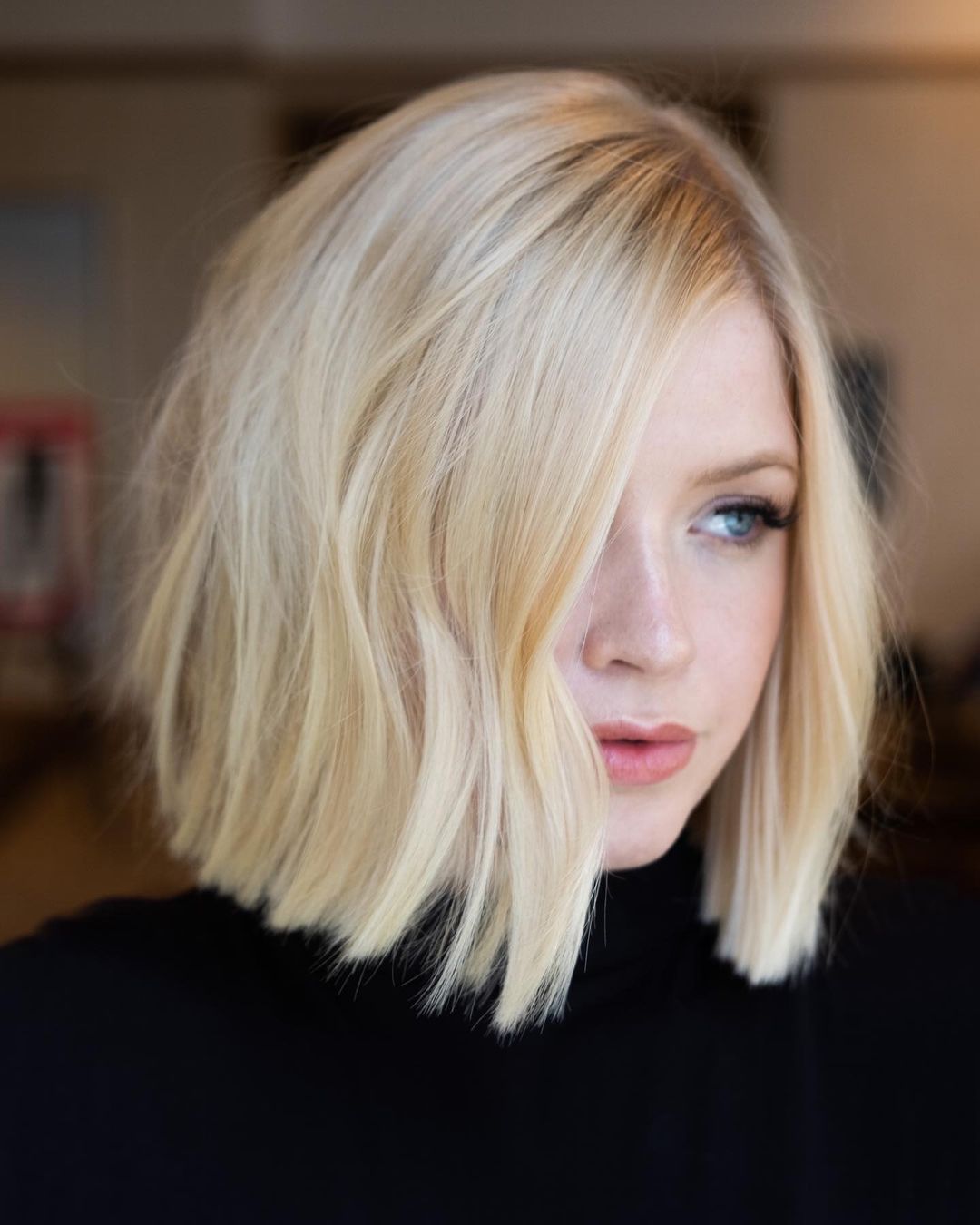 Blunt Blonde No-Bangs Bob